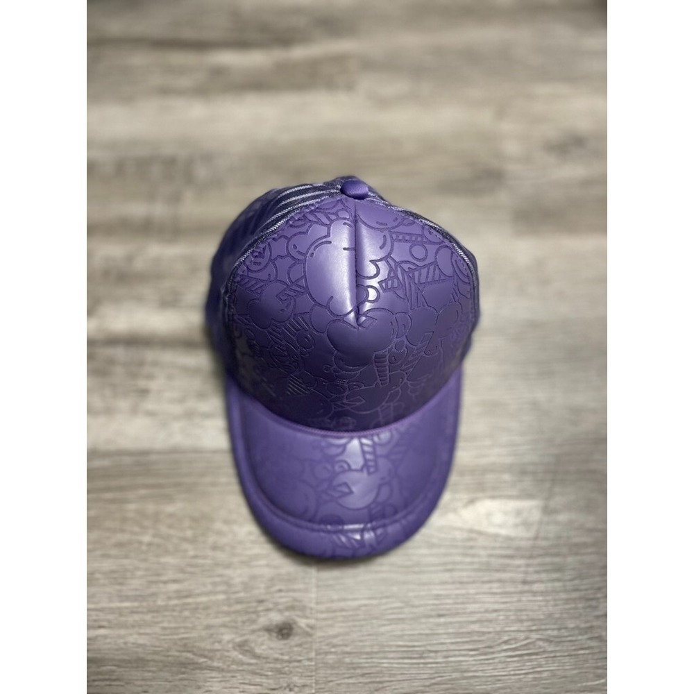 Purple Cartoon Embossed Trucker Hat Adjustable Snapback Cap‎